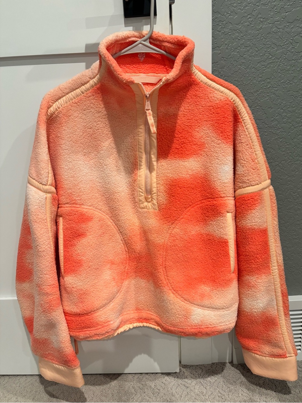 FP Movement Mountain High Printed Half Zip Fleece Coral Medium NWOT